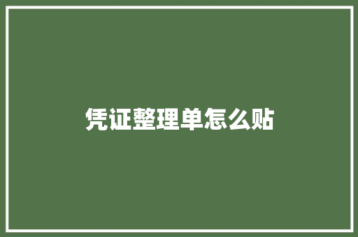 凭证整理单怎么贴 保证书