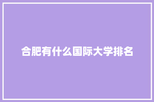 合肥有什么国际大学排名 教育论文