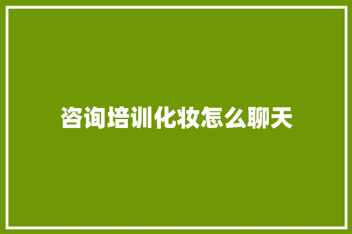 咨询培训化妆怎么聊天 社会论文