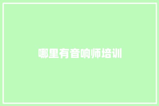 哪里有音响师培训 教育论文
