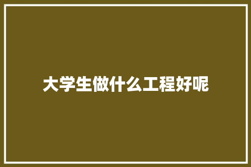大学生做什么工程好呢 条剧书信