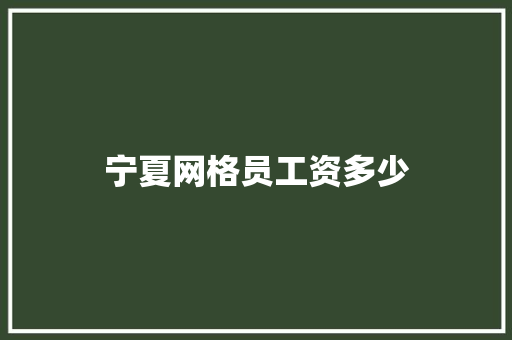 宁夏网格员工资多少 教育论文