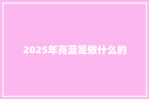 2025年亮蓝是做什么的 个人简历
