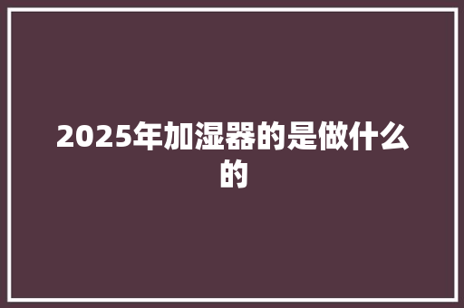 2025年加湿器的是做什么的 文秘写作