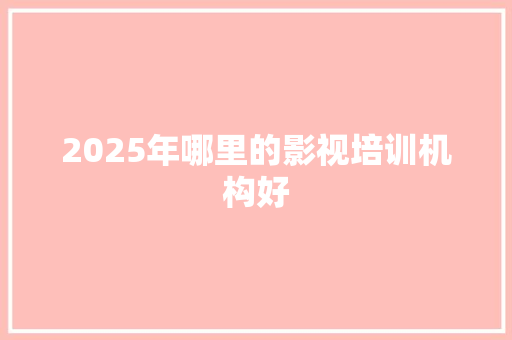 2025年哪里的影视培训机构好 计算机论文