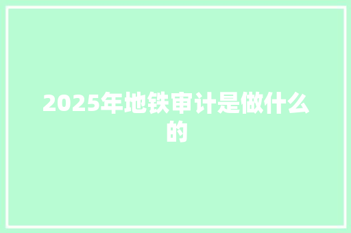 2025年地铁审计是做什么的 个人简历