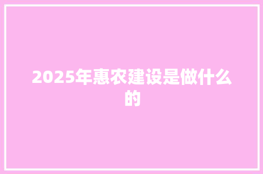 2025年惠农建设是做什么的 个人写作