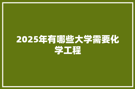 2025年有哪些大学需要化学工程 计算机论文