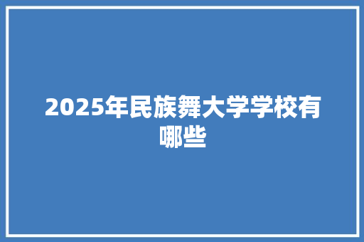 2025年民族舞大学学校有哪些 个人简历