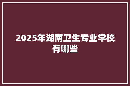 2025年湖南卫生专业学校有哪些 文秘写作