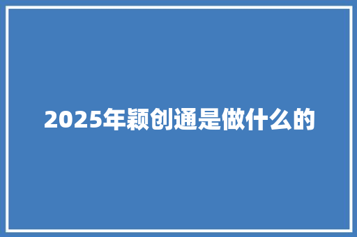 2025年颖创通是做什么的 个人写作