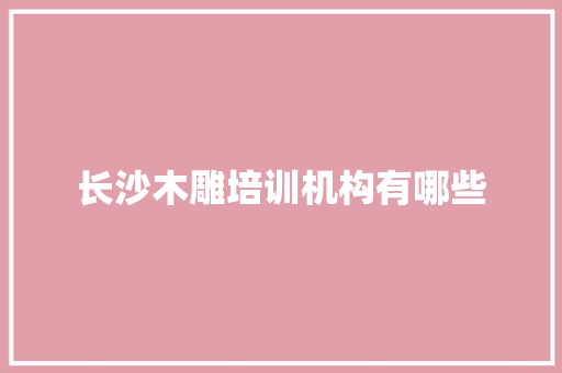 长沙木雕培训机构有哪些 个人写作