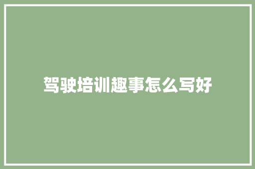 驾驶培训趣事怎么写好 面试技巧