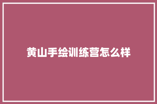 黄山手绘训练营怎么样 简历资料