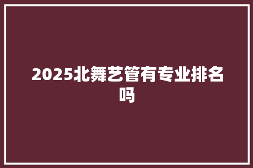 2025北舞艺管有专业排名吗 办公写作