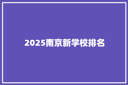 2025南京新学校排名 英文简历