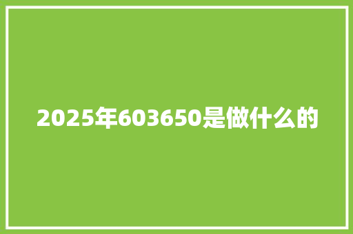 2025年603650是做什么的 办公写作
