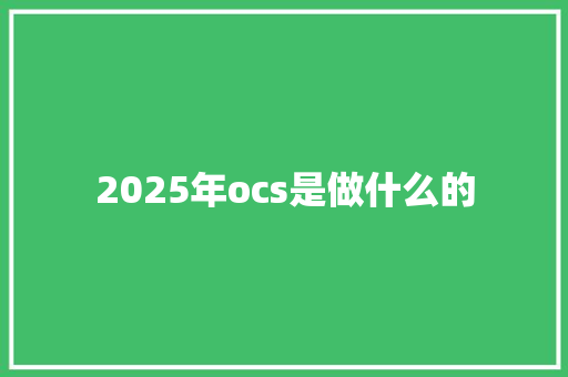 2025年ocs是做什么的 社会论文