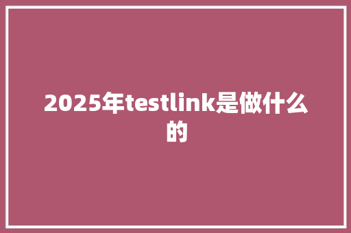 2025年testlink是做什么的 计算机论文
