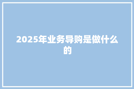 2025年业务导购是做什么的 简历
