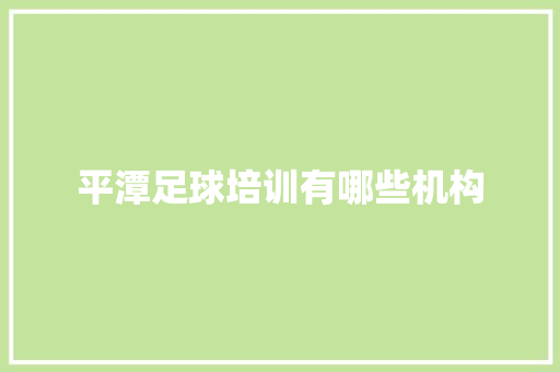 平潭足球培训有哪些机构 毕业设计