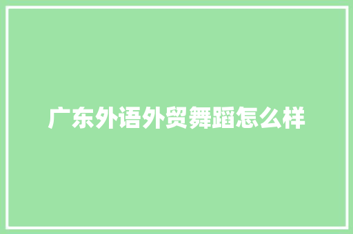 广东外语外贸舞蹈怎么样 计算机论文
