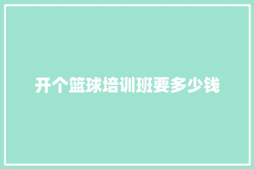 开个篮球培训班要多少钱 管理论文