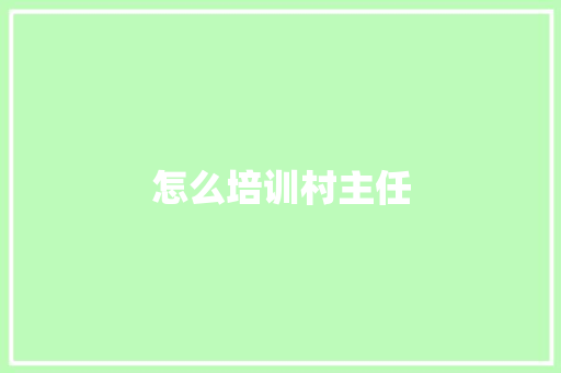 怎么培训村主任 个人写作
