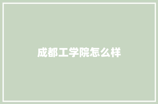 成都工学院怎么样 文秘写作