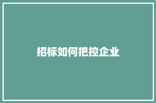 招标如何把控企业 承诺书