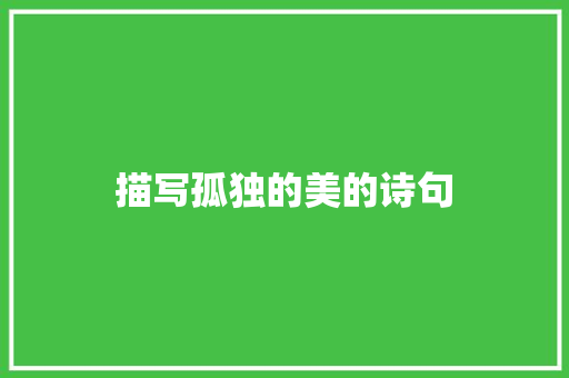 描写孤独的美的诗句 英文简历