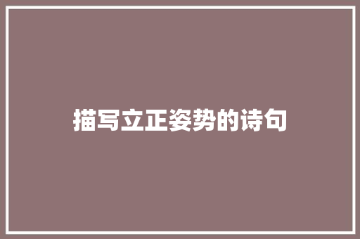 描写立正姿势的诗句 个人写作