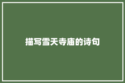 描写雪天寺庙的诗句 社会论文