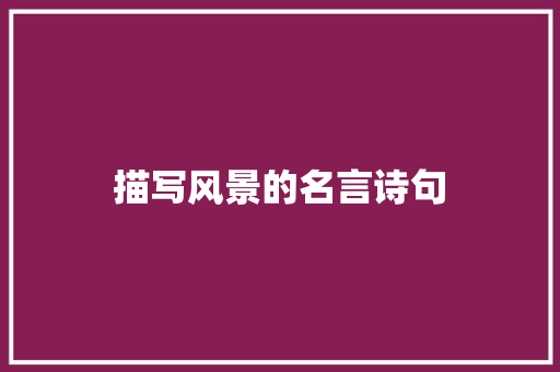 描写风景的名言诗句 社会论文