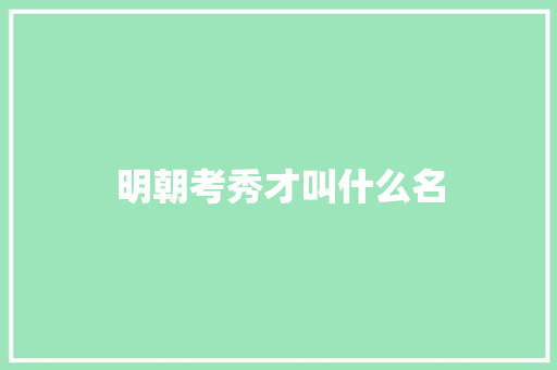 明朝考秀才叫什么名 计算机论文