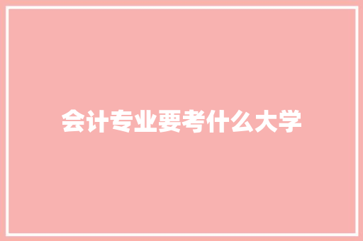 会计专业要考什么大学 办公写作
