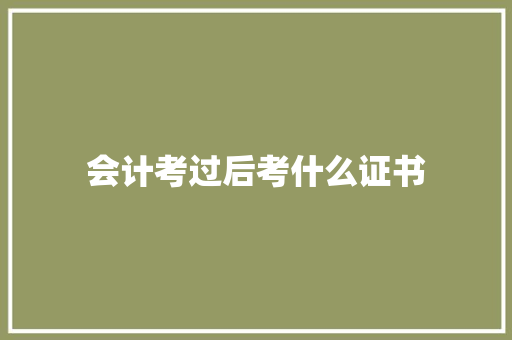 会计考过后考什么证书 个人写作
