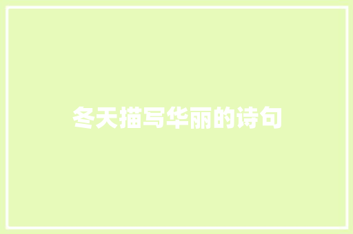 冬天描写华丽的诗句 简历资料