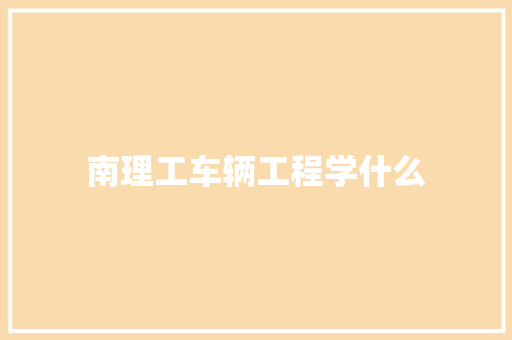 南理工车辆工程学什么 个人写作