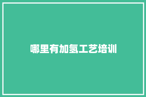 哪里有加氢工艺培训 简历