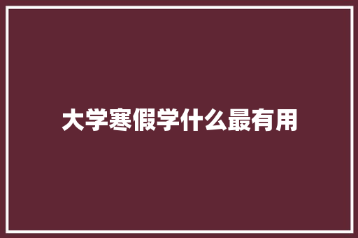 大学寒假学什么最有用 承诺书
