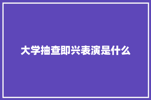 大学抽查即兴表演是什么 简历资料