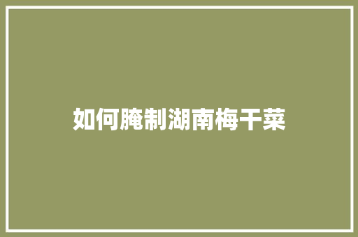如何腌制湖南梅干菜 简历资料