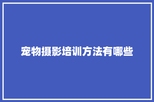宠物摄影培训方法有哪些 文秘写作