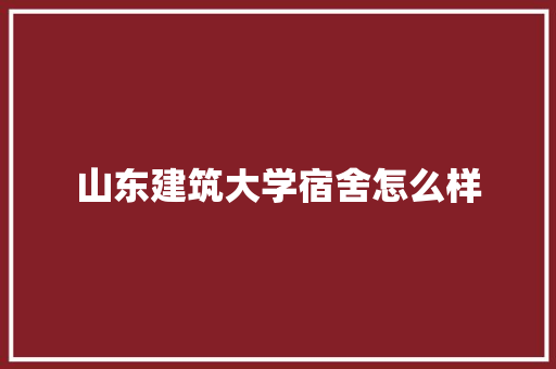 山东建筑大学宿舍怎么样 论文