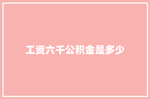 工资六千公积金是多少 论文