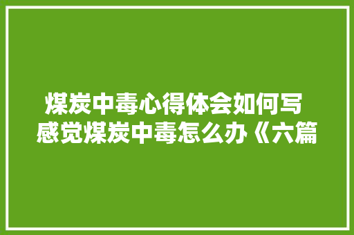 煤炭中毒心得体会如何写 感觉煤炭中毒怎么办《六篇》 担保书