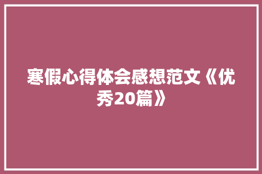 寒假心得体会感想范文《优秀20篇》 担保书