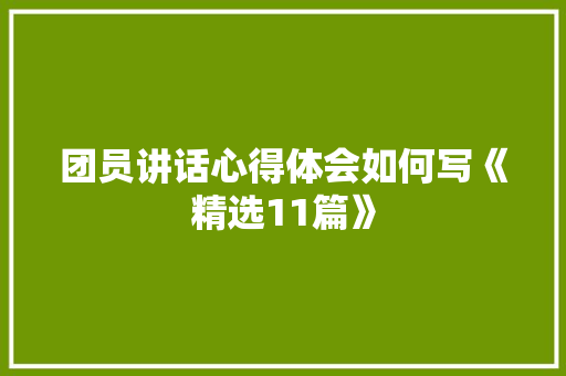 团员讲话心得体会如何写《精选11篇》 担保书