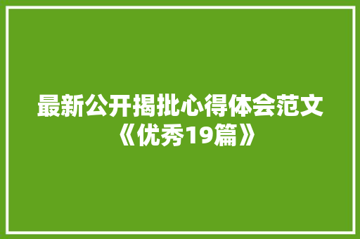 最新公开揭批心得体会范文《优秀19篇》 英文简历